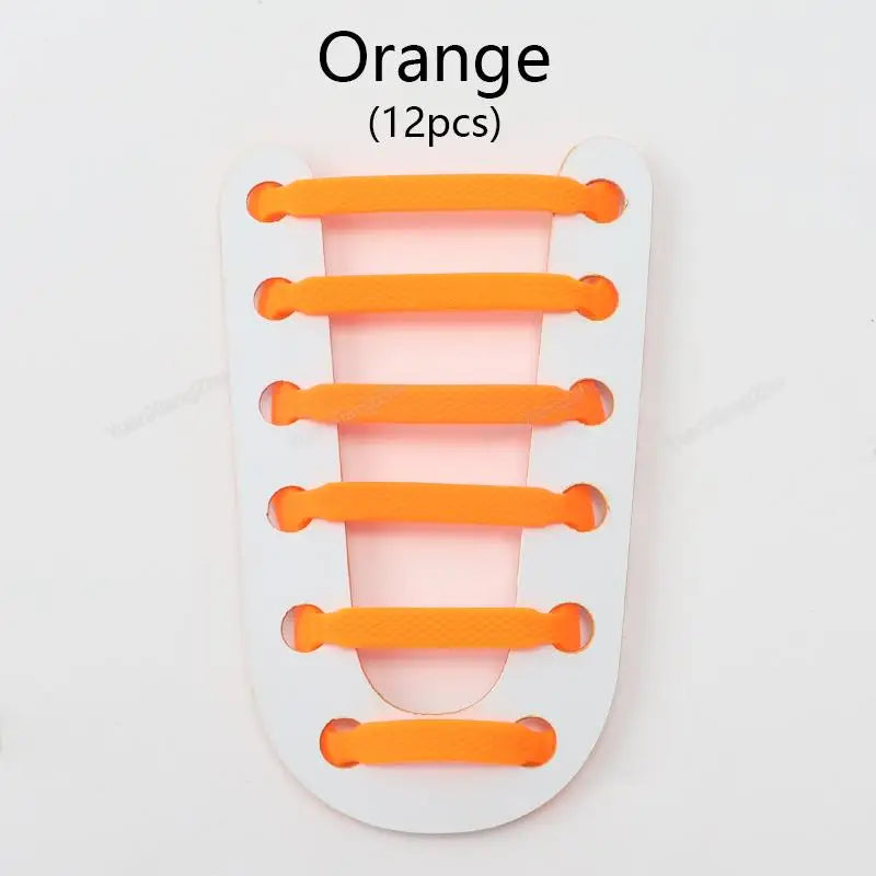 12Pcs Stretch Silicone Shoelaces No Tie Shoe laces Elastic Laces Sneakers Kids Adult Rubber Shoelace One Size Fits All Shoes