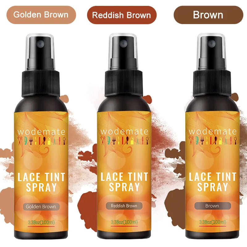 Lace Tint Mousse Waterproof Lace Tint Spray For Lace Wig Light Brown Hair Dye Quick Dry  Wig Grids Concealer No Residue