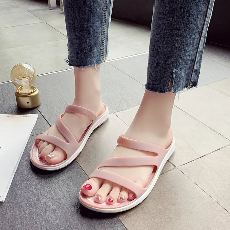 2025 Summer Slippers Womens Jelly Shoes Ladies Flat Beach Shoes Casual Sandals Comfort Non Slip Flip Flops Female Slides Zapatos