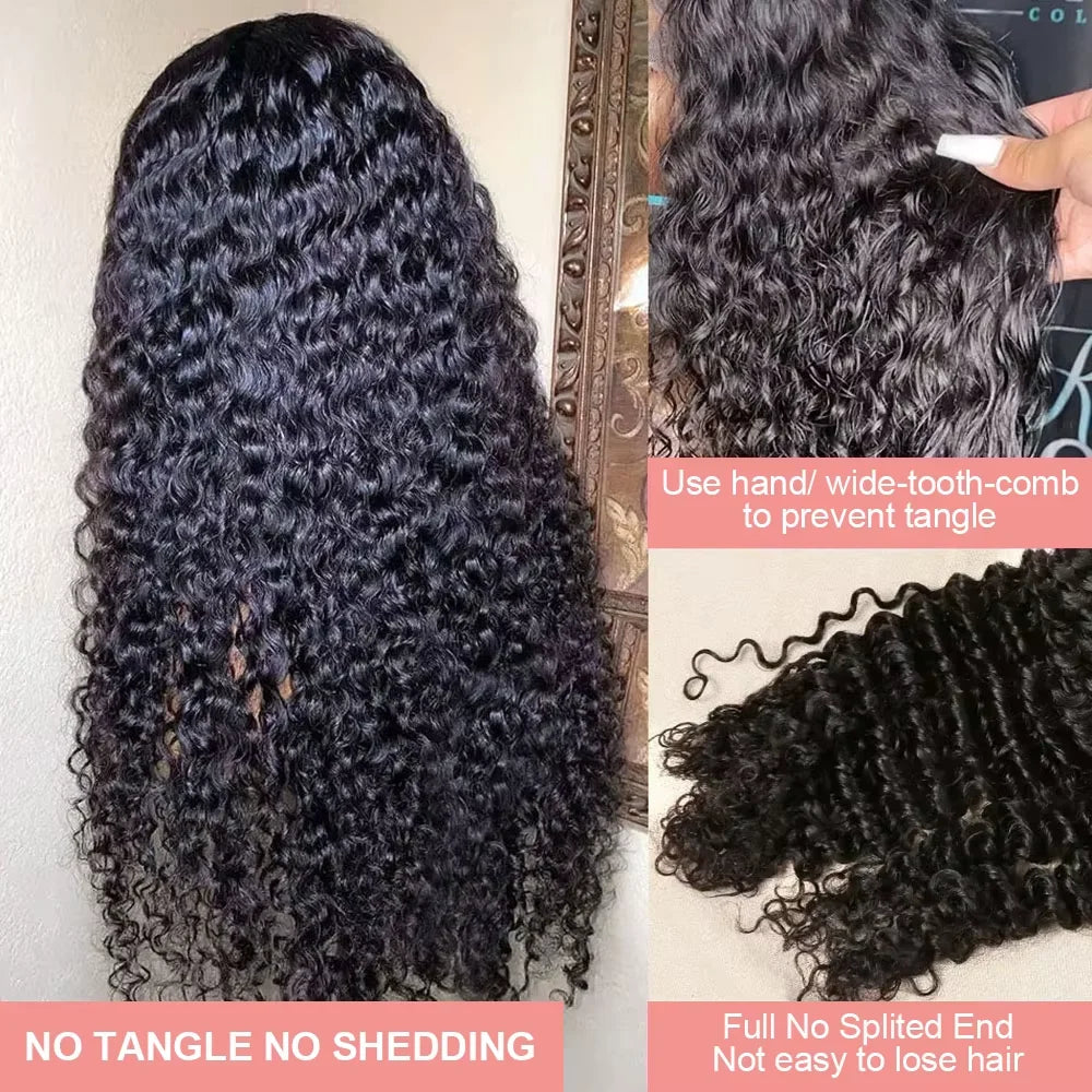 300% High Density Burmese Curly Lace Front Human Hair Wigs HD Transparent 13x6 13x4 Deep Wave Lace Frontal Wig Real Virgin Hair 40 46 Inch Water Wave Human Hair Wigs For Women Preplucked Hairline