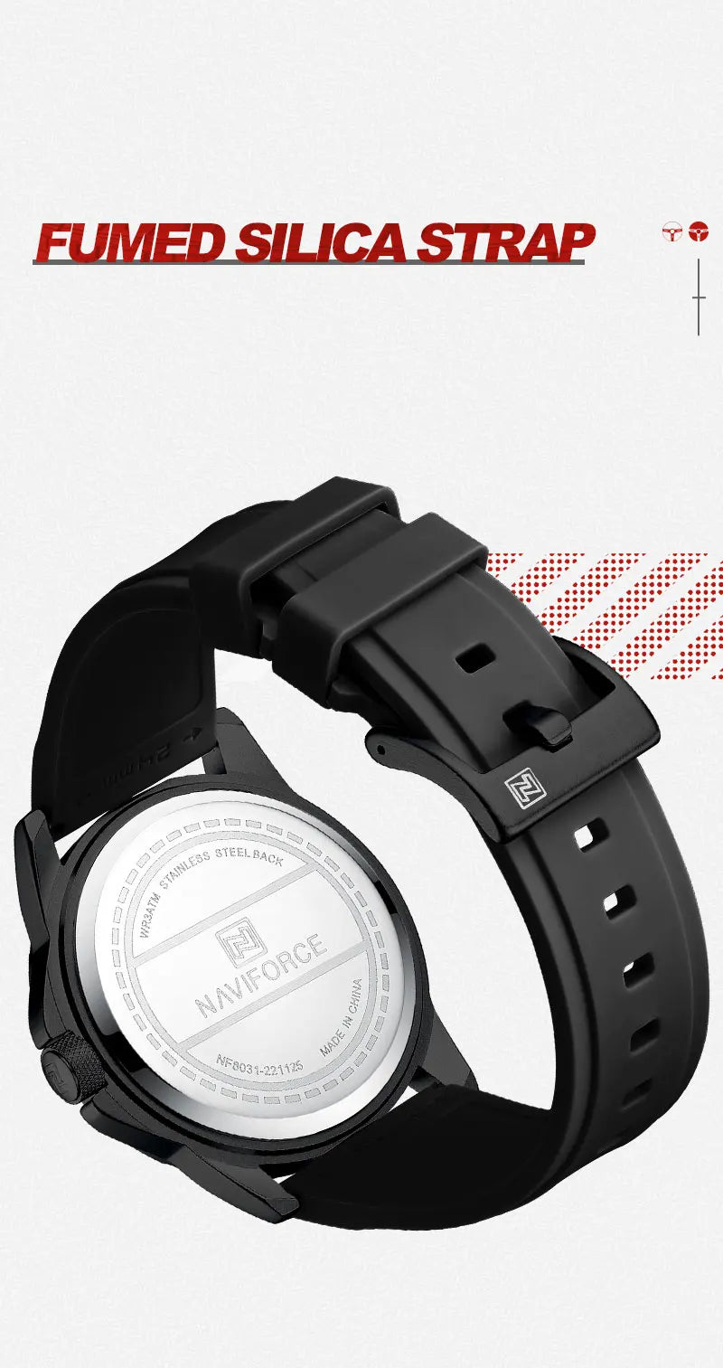 NAVIFORCE Trend Quartz Wristwatch Fashion Waterproof Men's Watches Sport Silicone Strap Male Luminous Clock Relogio Masculino