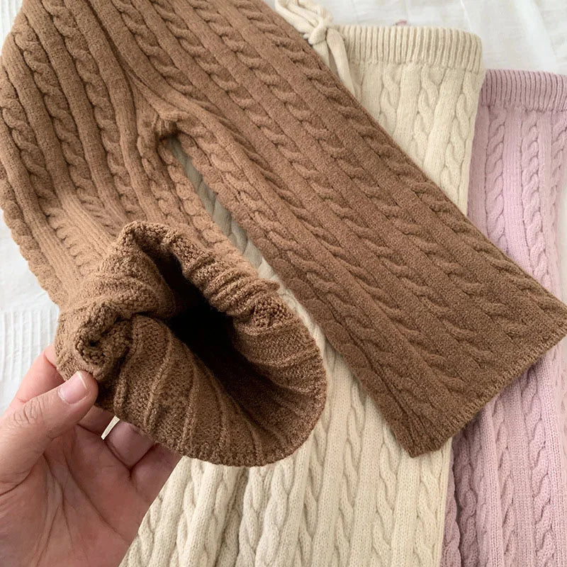 2024 Autumn Spring Kids Knitted Clothing Set Long Sleeved Solid Color Pullover Sweater+Pants Korean Style Baby Girl Clothes Suit