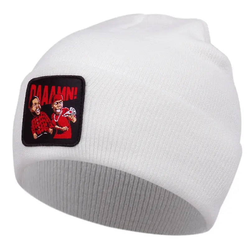 DAAAMN cartoon embroidered knitted hat for autumn and winter outdoor sports events Warm woolen hat hip-hop BAZAARHUBO