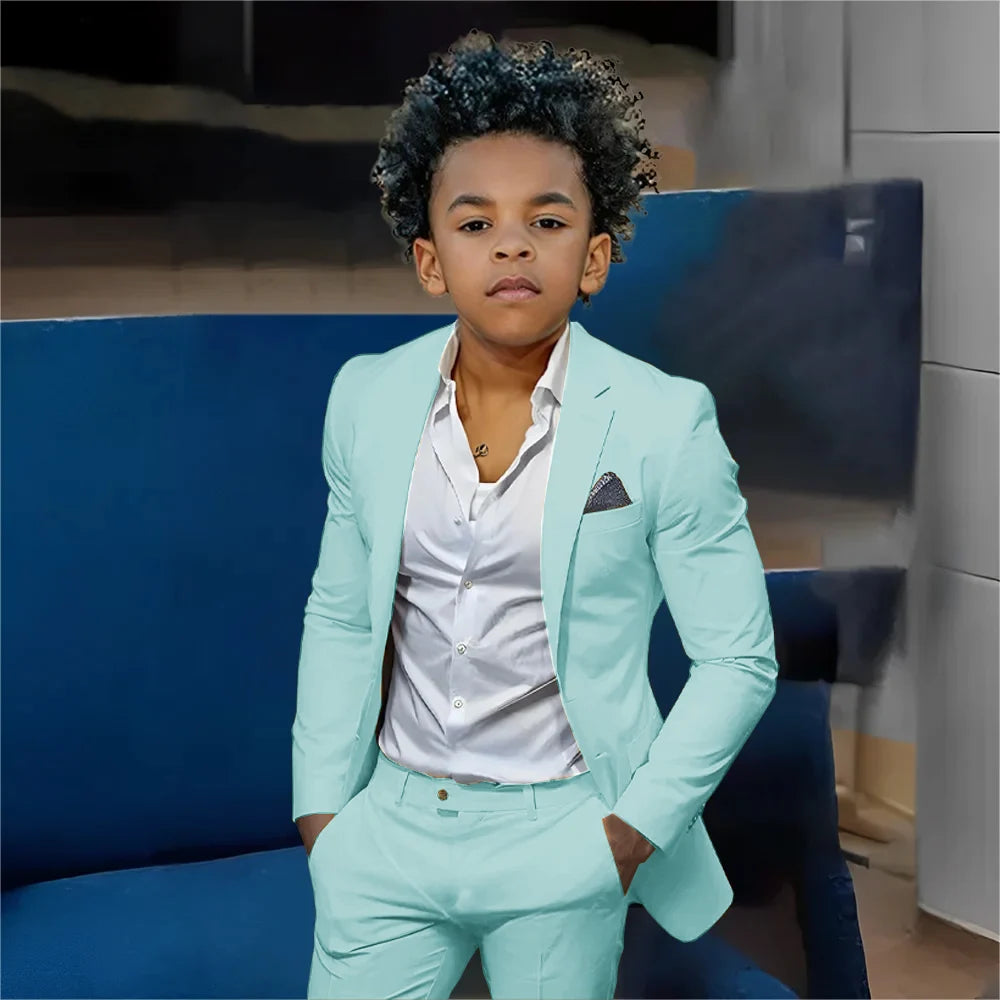 Casual Beige Boys Suit 2 Piece Set Fashion Design Wedding Tuxedos for Kids Custom Clothes 2-16 Years Old Outfit