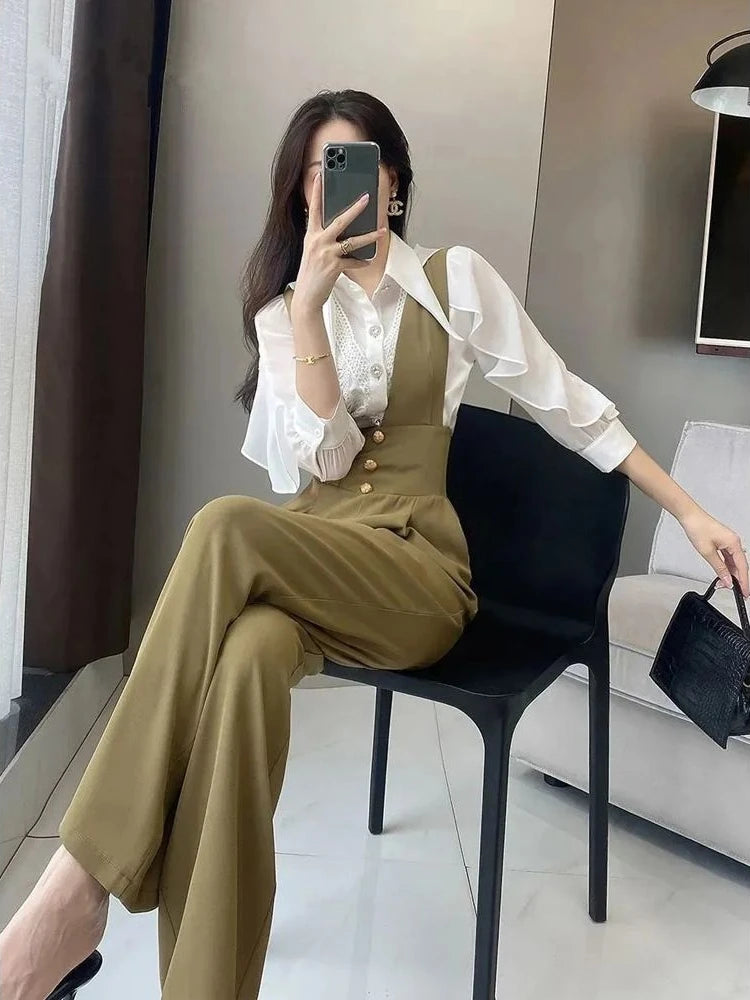 Jumpsuits Women Elegant Office Lady Solid All-match Fashion Simple Leisure Korean Style Comfortable Autumn Design Classic New