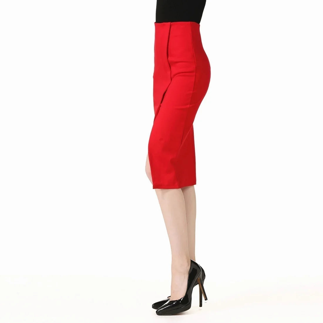 High Elastic European Style Sexy Split Package Hip Step Skirt High Waist Skirt