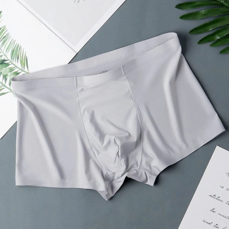 5 PCS/SET Men's Ice Silk Underwear Summer Thin Breathable Seamless Panties Sexy Male Underpants Comfortable XL-XXL Panties