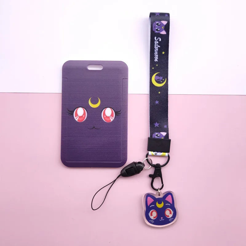 New Cartoon Girls Anime Lanyard Credit Card ID Holder Bag Student Women Travel Bank Bus Business Card Cover Badge