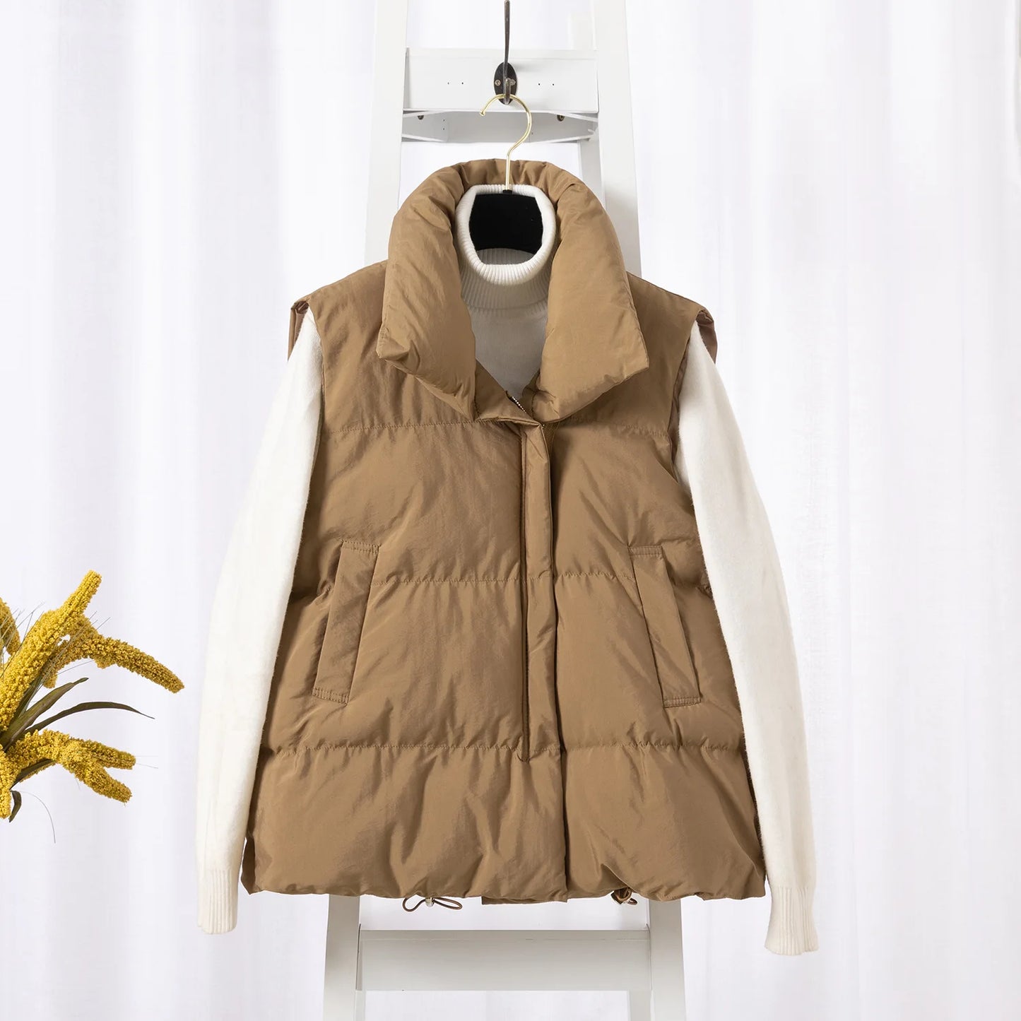 Women Zippered Cotton Vest Winter Autumn Sleeveless Waistcoat Jacket Vintage
