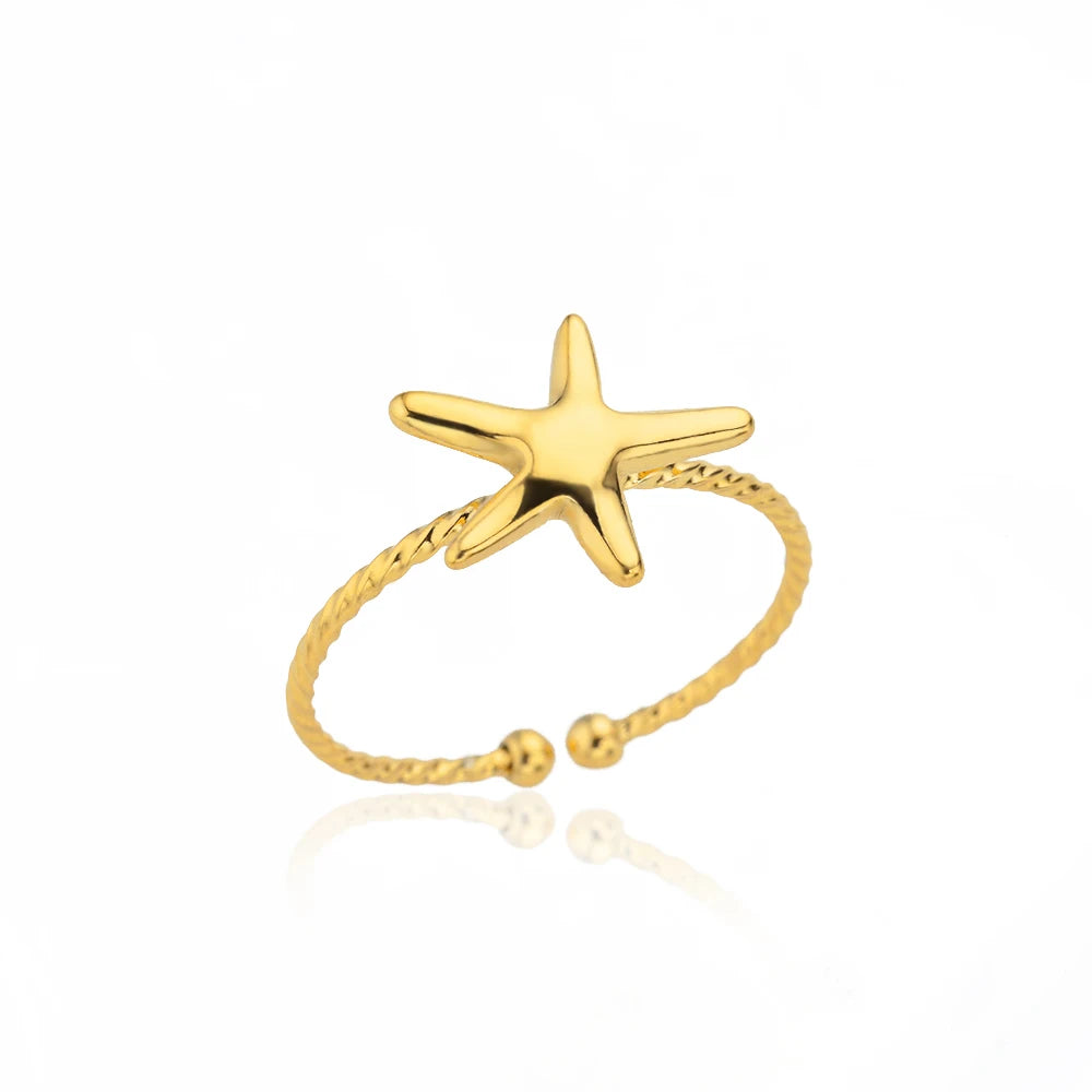 Zircon Moon Star Rings For Women Stainless Steel Glowing Moon Star Adjustable Finger Ring Aesthetic Wedding Jewelery Gift Femme