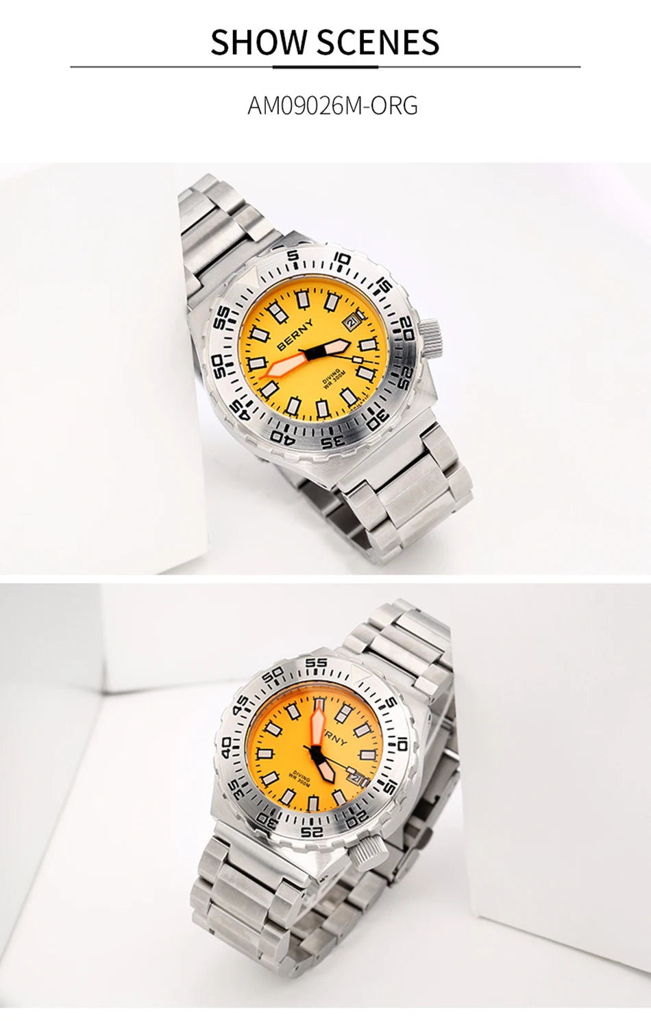 BERNY Automatic 30ATM Diver Men Watch Mechanical Wristwatches Waterproof Male Top Super Luminous Sapphire Sport Diving Watches