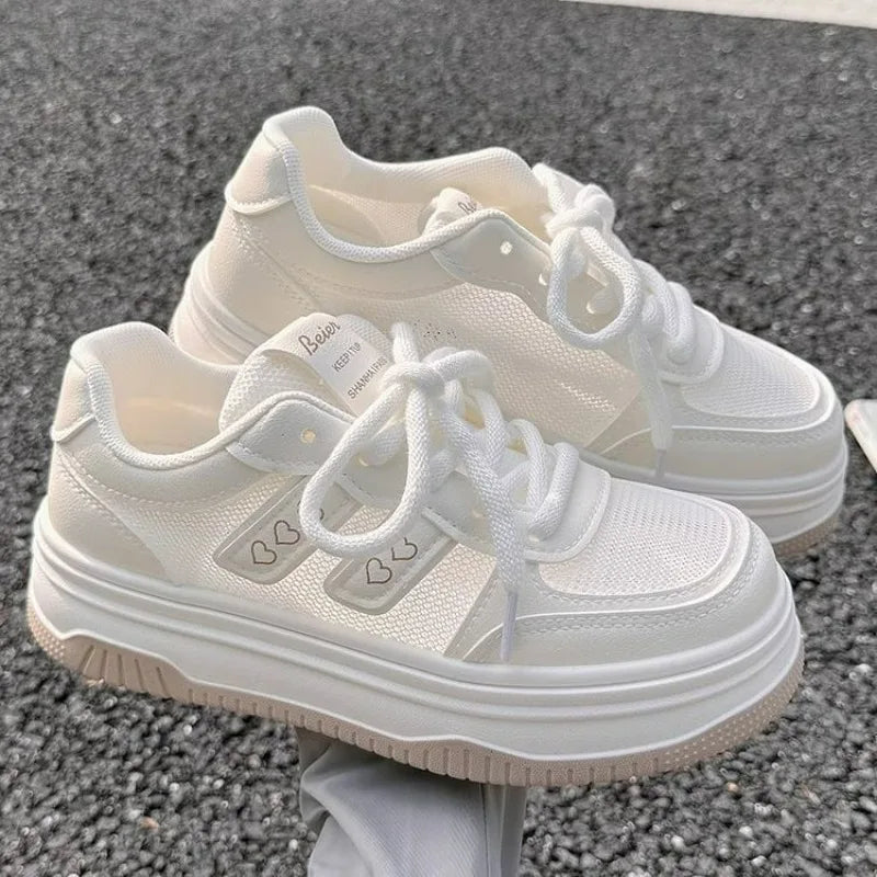2025 New Summer Women's Fashion Sneakers Small White Casual Breathable Mesh Rubber Surface Vulcanized Shoes Zapatos De Mujer