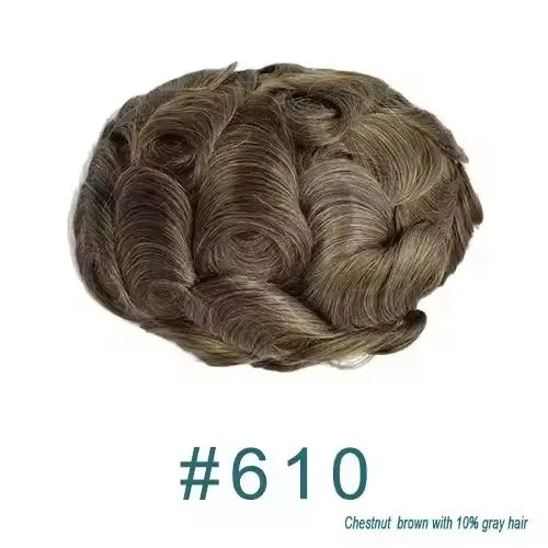 0.02mm Super Ultra Thin Skin 80% Density Natural Hairline Men Toupee Blonde Brown Grey Human Hair Undetected Capillary Prosthesi