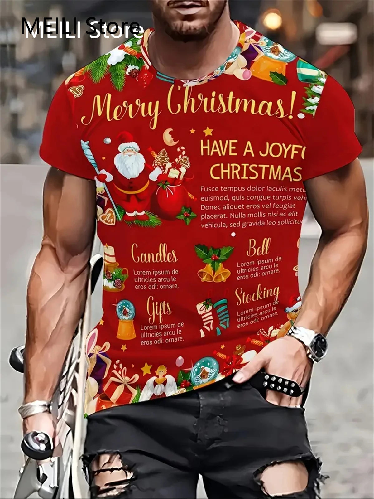 Christmas Men's T Shirt 3D Print Casual Short Sleeve Tees Street Fashion Crew Neck Pullover Male Oversized Clothing Sweatshirt