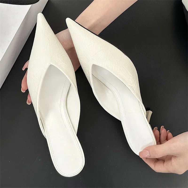 Eilyken Sexy Elegant Shallow Pointed Toe Mule Women Slippers Pumps Fashion Thin High Heels Stripper Dress Ladies Shoes