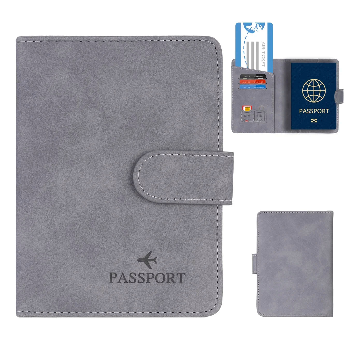 Simple Travel Passport Holder Cover Case Wallet RFID Blocking Business PU Leather Card Case Travel Accessories for Women Men