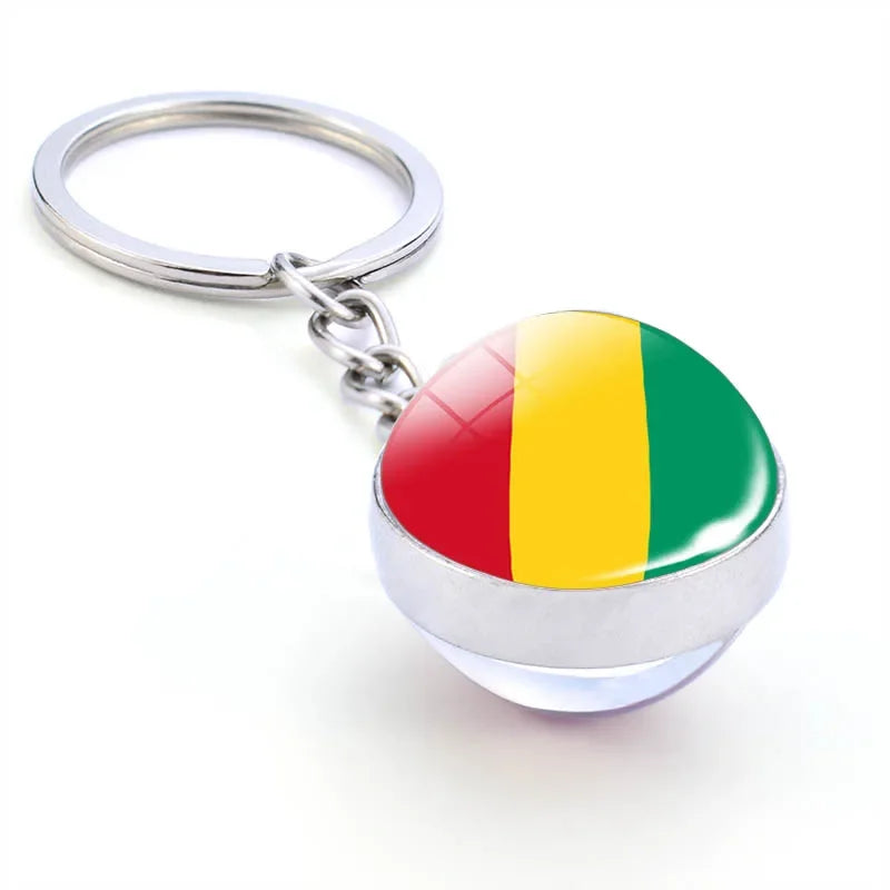 Africa National Flag Keychain  Nigeria South Africa Keyrings Crystal Ball Jewelry Fashion Double Side Glass Ball Men Women Gift