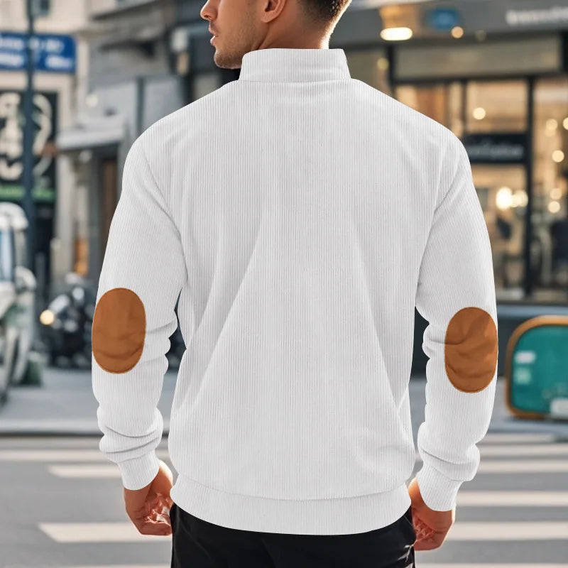 spring autumn new men's fleece sweatshirt stand-up collar half zipper pullover long sleeve sweatshirt corduroy trend men's tops