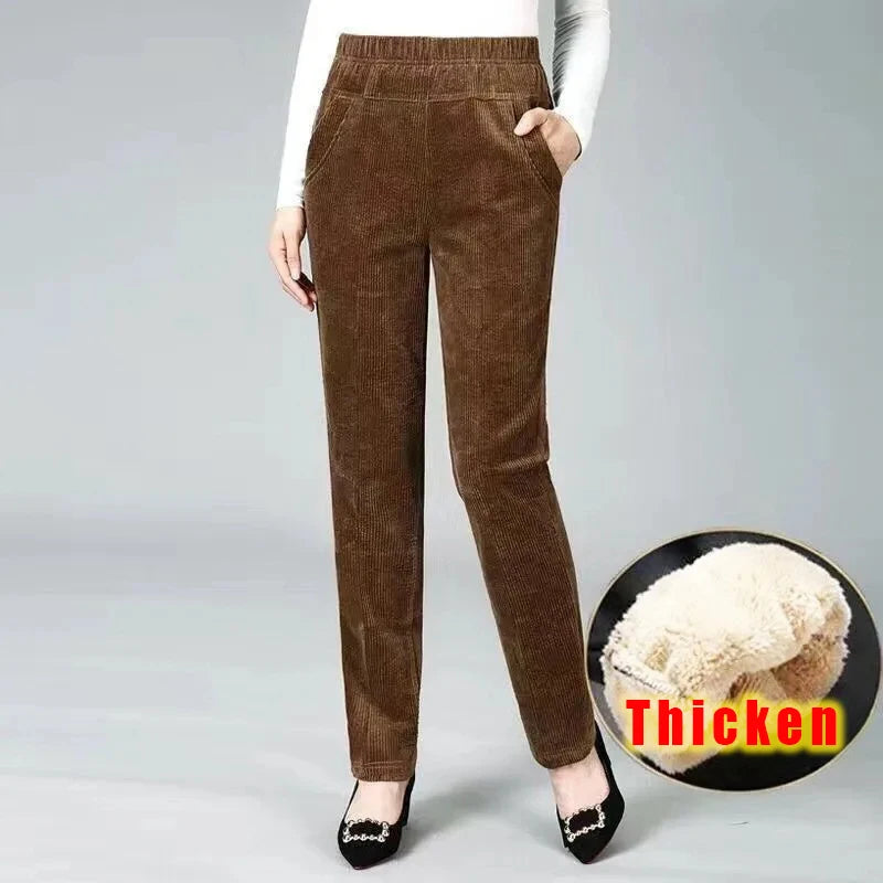 Thin/Thick Winter Lined Wide Leg Pants CasualThicken Warm Baggy Sweatpants Women HighWaist Korean Lamb Fluff Straight Pantalones