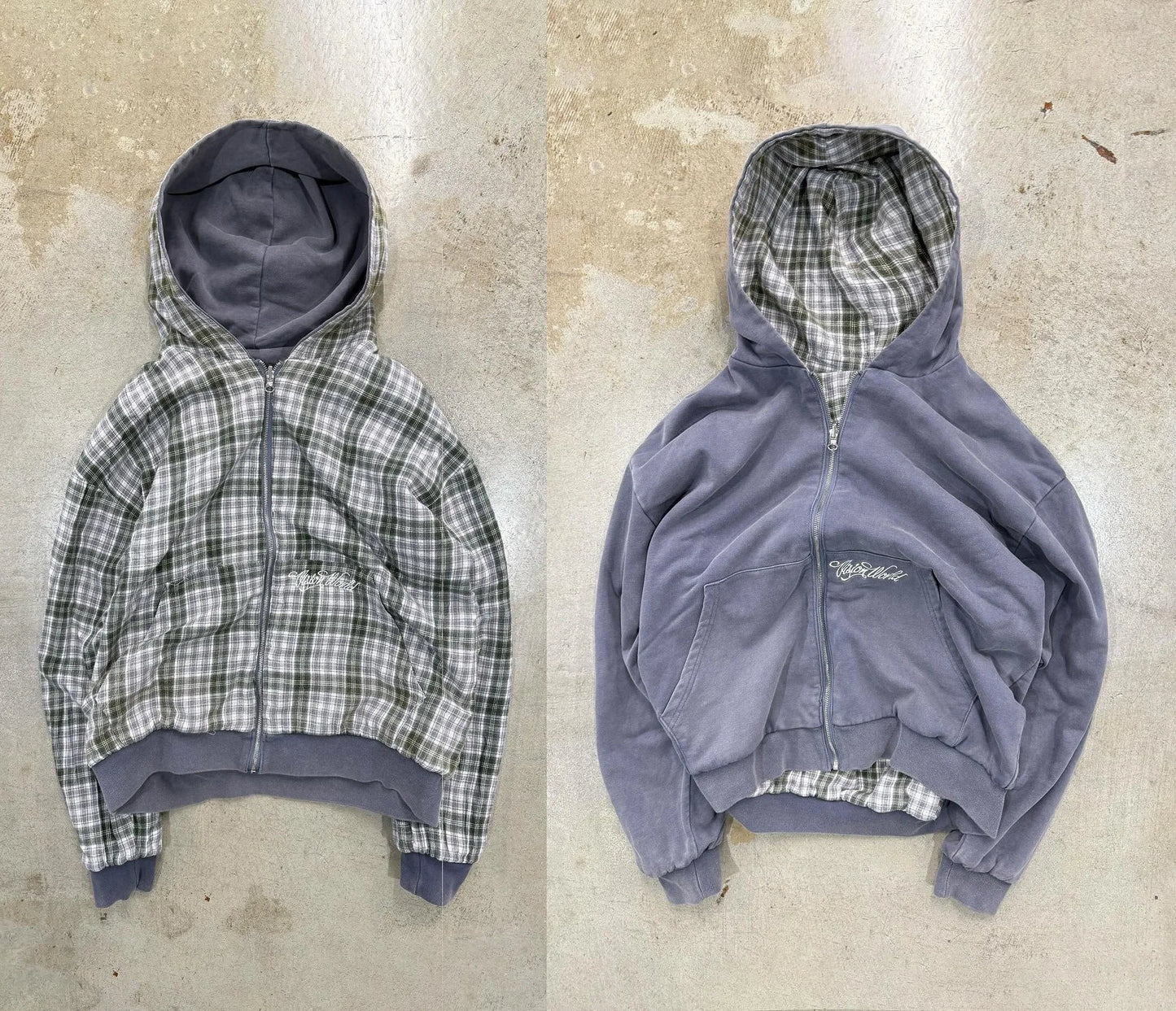Harajuku Y2K Men's Hoodie Tracksuit Autumn Winter Two-Way Wear Plaid Zip Up Sweatshirt Casual Streetwear Retro Fashion New Style