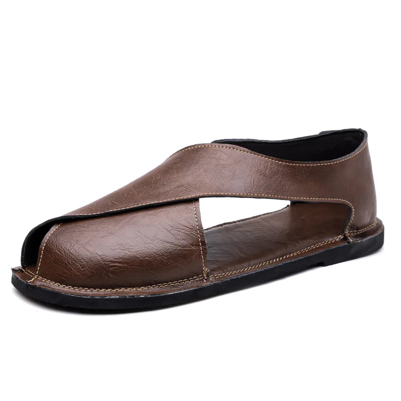 Italian Leather Sandals for Men Summer Sandals Men Casual Shoes Black Fashion Gladiator Sandals for Men Designer Shoes Zapatos