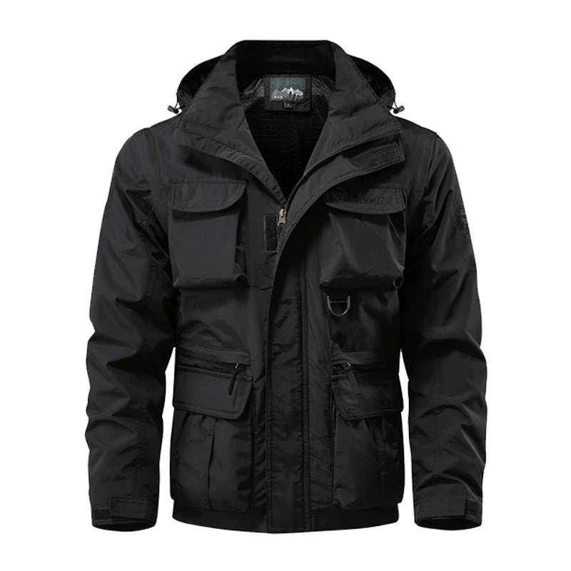 Autumn Men's Mountain SKi Jackets Casual Men Multi-pocket Windbreaker Hooded Coats Men Sports Climbing Jackets Clothing 5XL