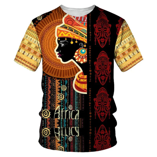 Summer African Pattern 3D Print T-Shirts Men Women Vintage Casual T Shirt Short Sleeve Oversized Harajuku Tees Top Male Clothing