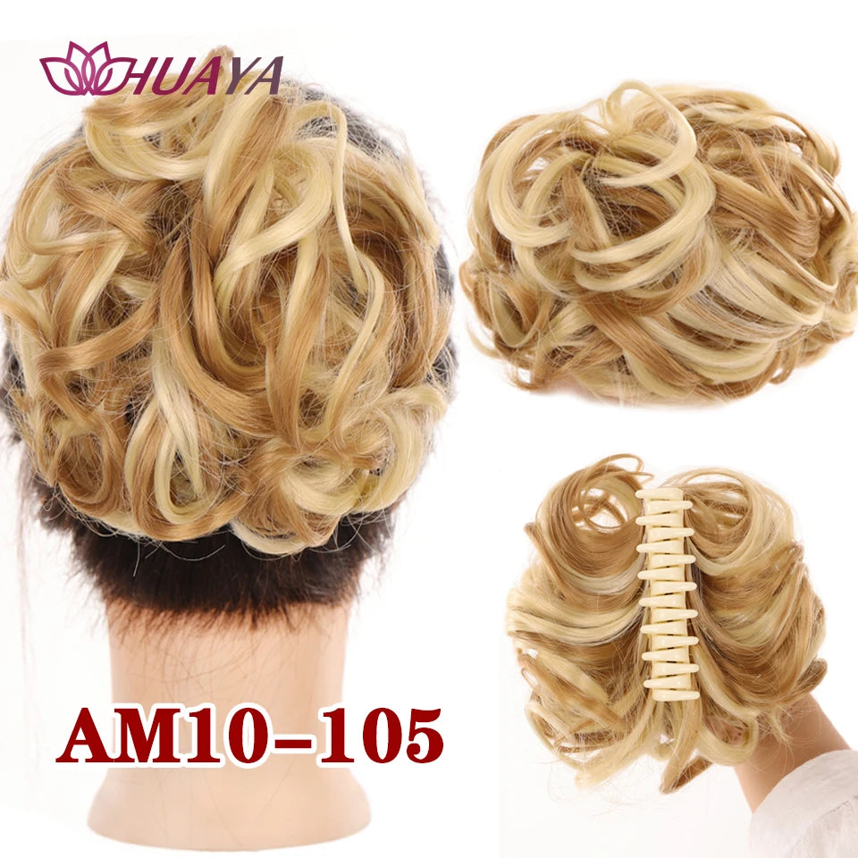 Synthetic Hair Bun Chignon for Women Messy Bun Hair Piece Tousled Updo Hair Extensions With Claw Clip Curly Hairpins Black Brown