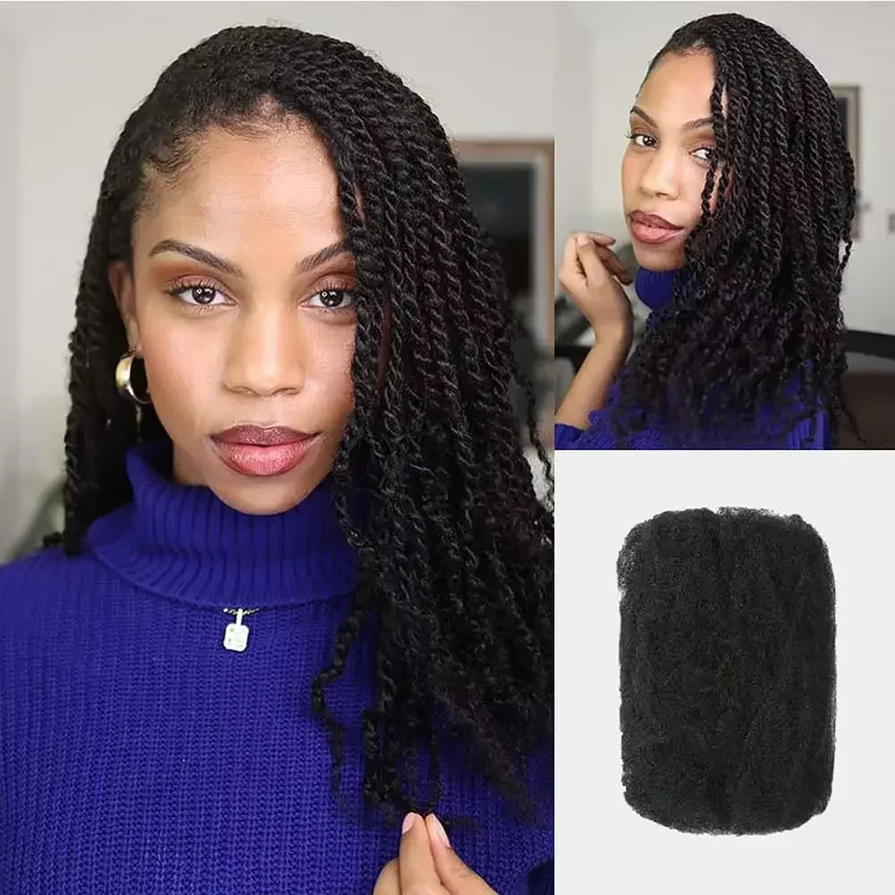 QVR Afro Kinky Bulk Hair No Attachment QVR Afro Curly Bulk Human Hair Rebecca Virgin Remy Dreadlock 50G/Pack Highlight Braids