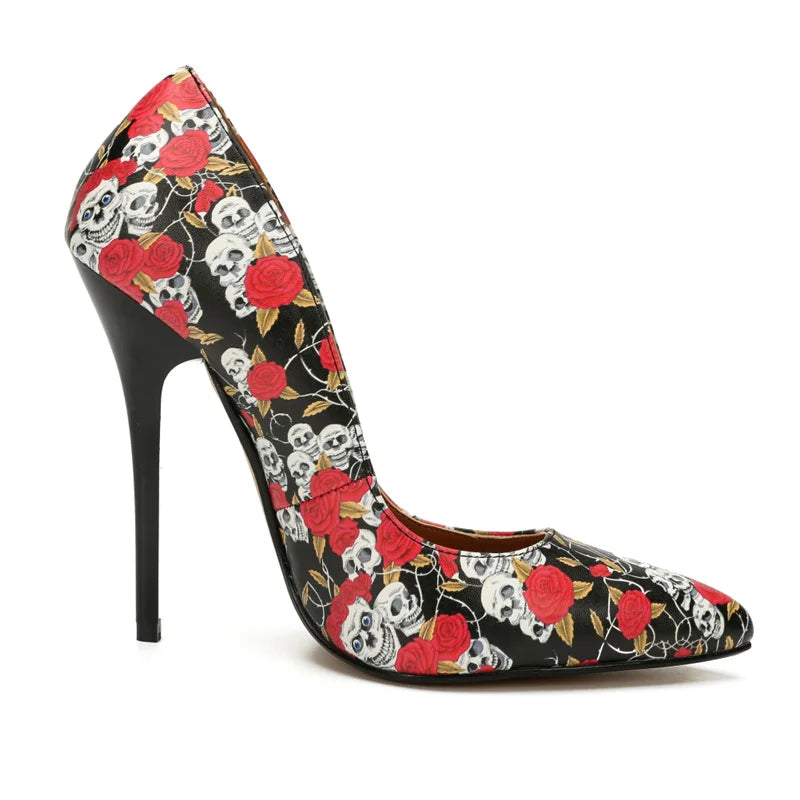 Sexy Extreme High Heels Pumps Women Shoes Large Size 45 Point toe Black Red Heeled Autumn Office Party Wedding Shoes Female