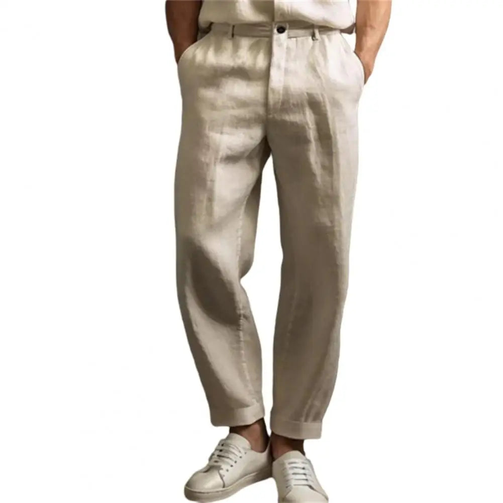 Suit Pants Vintage Loose Linen Trousers For Mens Spring Summer New Casual Straight Pants Men Fashion Pleated Breathable Pants