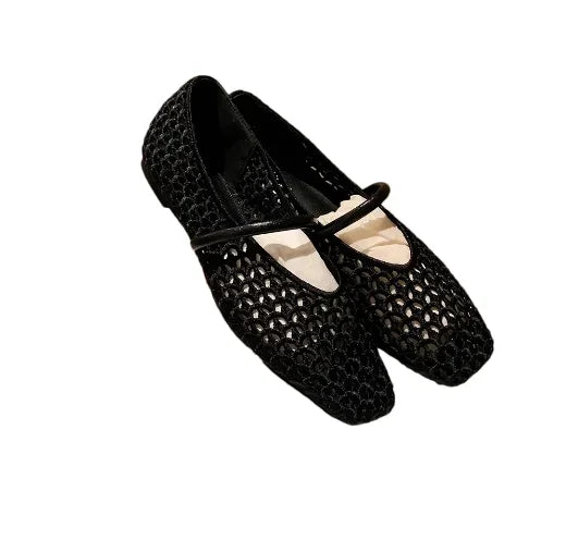 Square Toe Mesh Women Ballet Shoes Flats Sandals Summer 2025 New Designer Casual Loafers Mary Janes Shoes Zapatillas Sandalias
