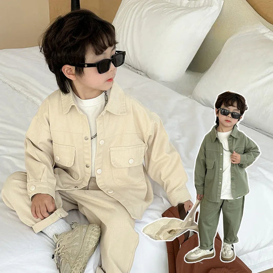 Boys' suit 2025 autumn new fashionable top pants sports casual workwear  children's clothing jacket