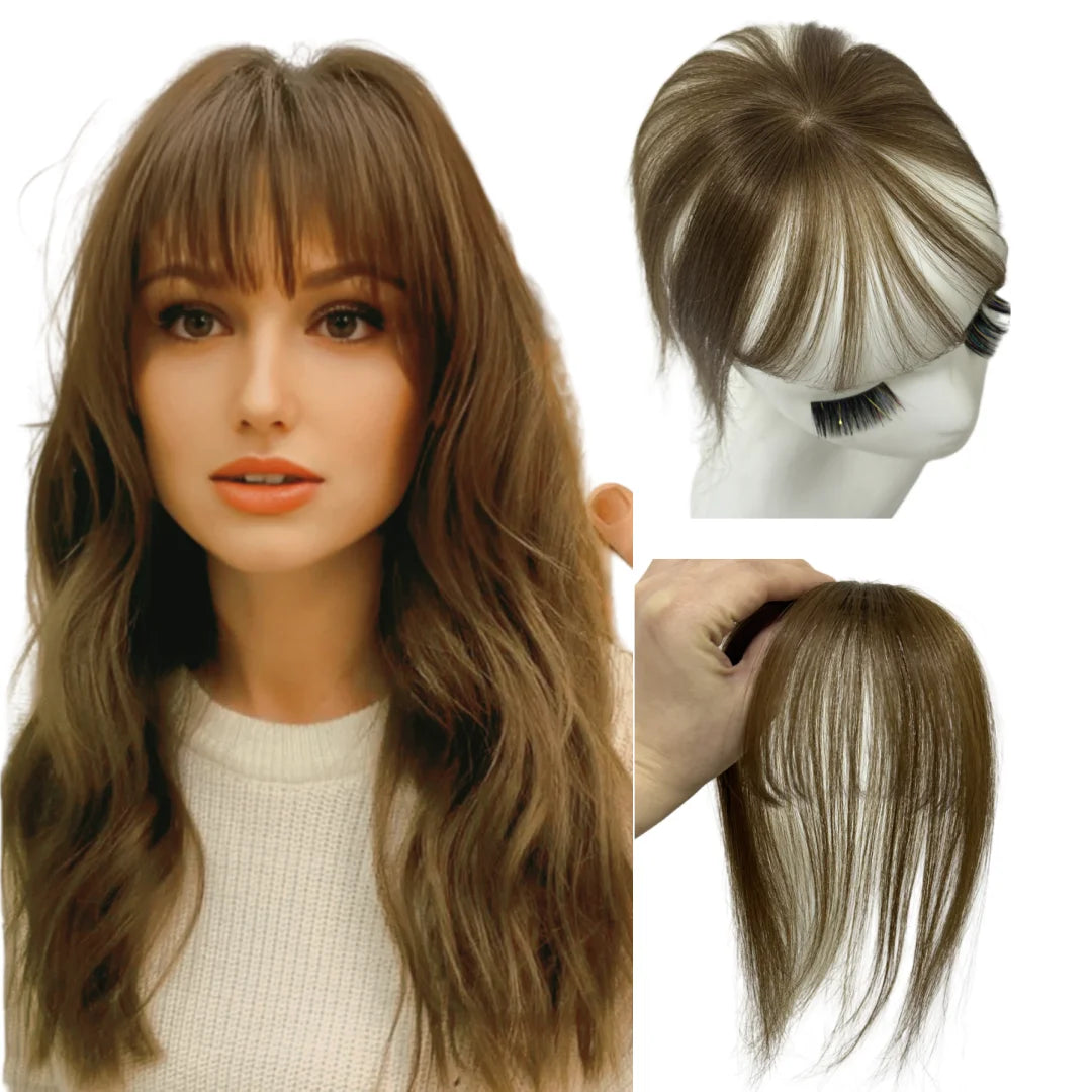 360° Coverage Natural Black Human Hair Bangs Clips in Hairpieces for Women False Natural Bangs with Thinning Hair Extensions