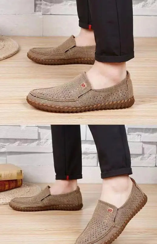 Men's Mesh Shoes Summer Hollow Out Breathable Casual Shoes Large Size Oxfords Bottom Work Shoes Soft Comfort  Flats Male Sneaker