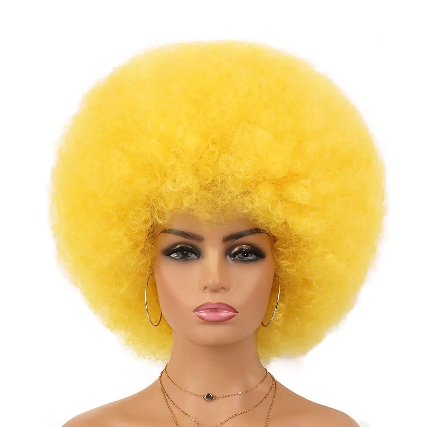 Synthetic 70s Afro Curly Wigs for Black Women Glueless Wear Soft Black Large Bouncy Natural Looking Full for Daily Party Use