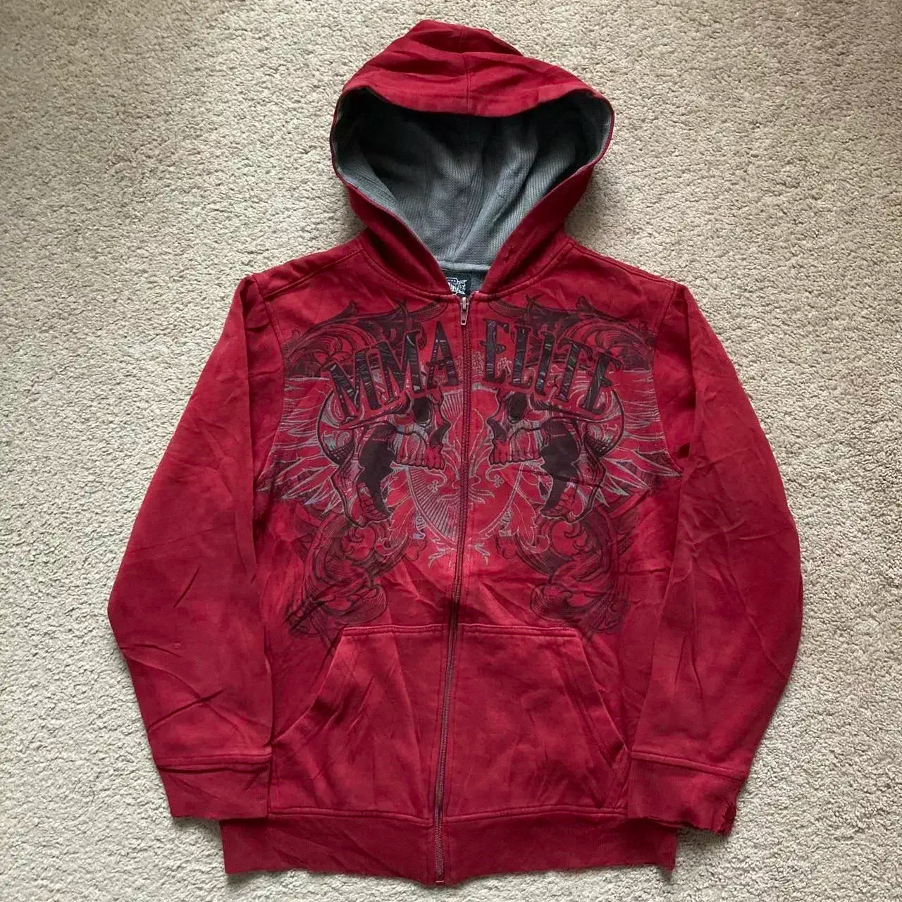 American Fashion Hip Hop Letter Embroidered Zipper Hoodie Men Street Y2K New Casual Loose Fleece Padded Sweatshirt Unisex Hoodie