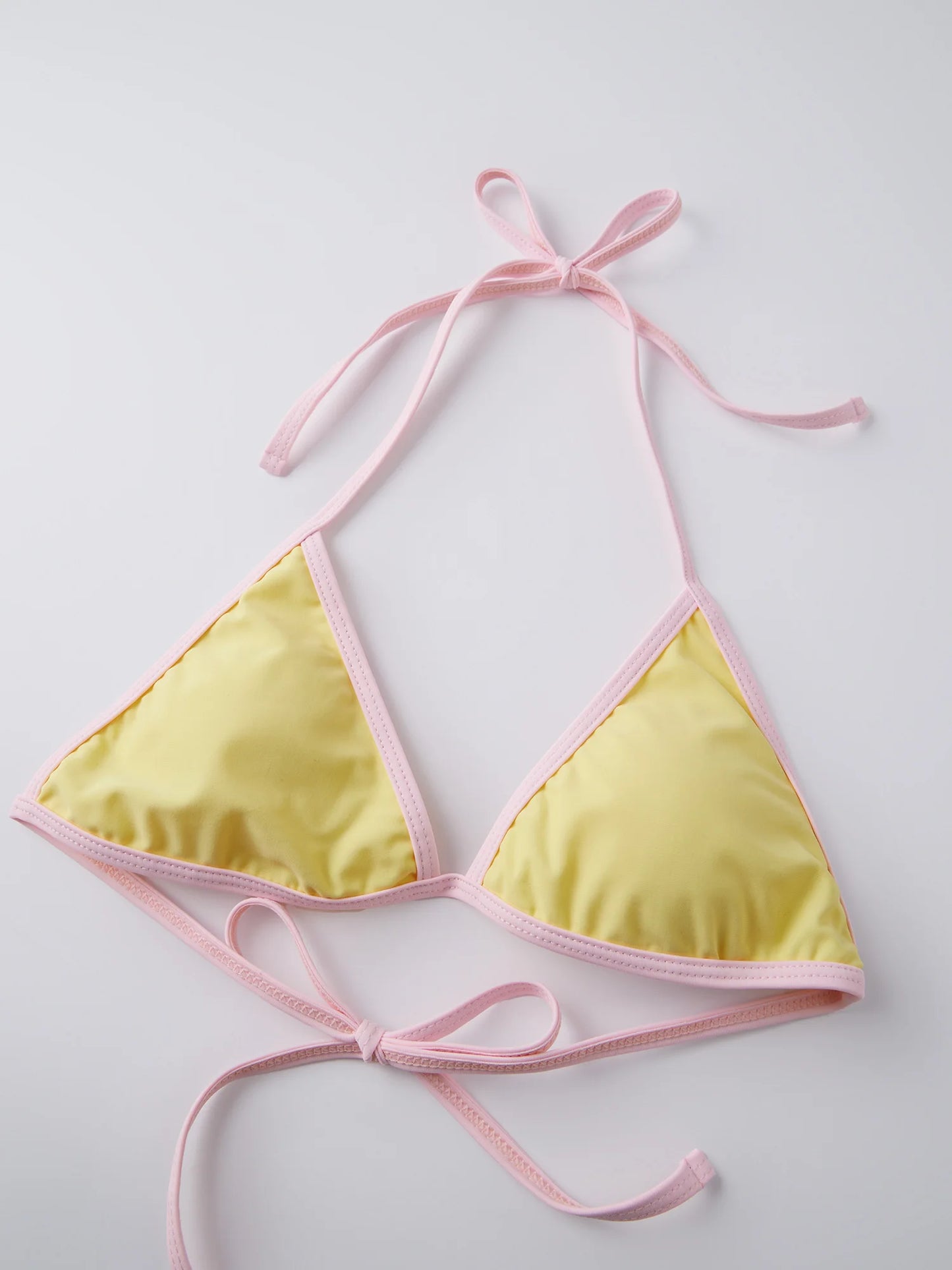 Women Solid Bikini Swimsuits Patchwork Tie-Up Halter Neck Sleeveless Bra Low Waist Thongs Beach Bathing Suit Brazilian Swimwear