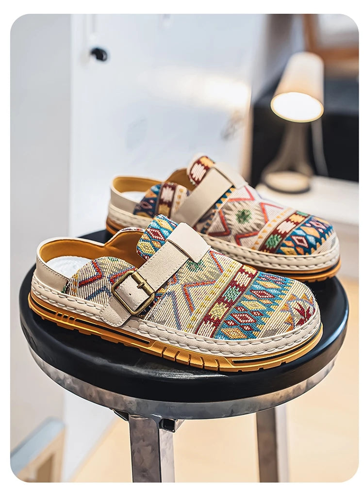 Men's Wide-Toe Round-Toe Sandals Casual Shoes for Spring and Summer, Versatile Commuter Slippers, One-Step Lazy Trendy Footwear