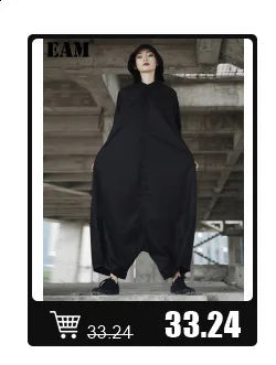 [EAM] High Elastic Waist Black Pleated Long Wide Leg Trousers New Loose Fit Pants Women Fashion Tide Spring Summer 2026 1U320