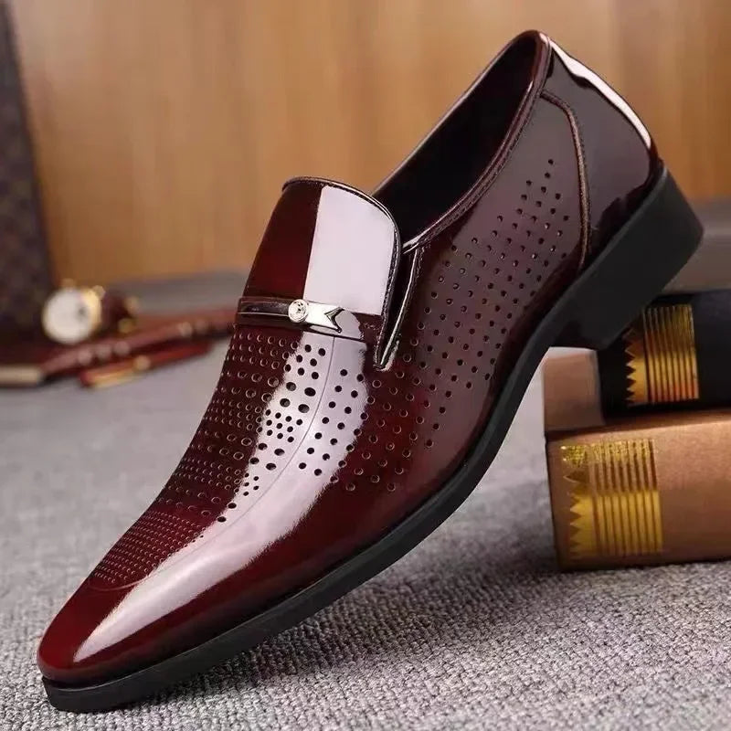 Luxury Business Oxford Leather Shoes Men's Breathable Patent Leather Formal Shoes Plus Size Mans Office Wedding Flats Male Black