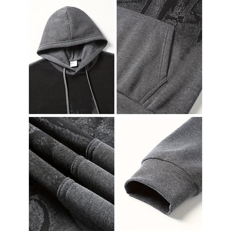 Autumn Winter Men Hoodie Viking Raven Print Sweatshirt Warm Comfortable Outdoor Fashion Top Quality Casual Outwear Male Clothing