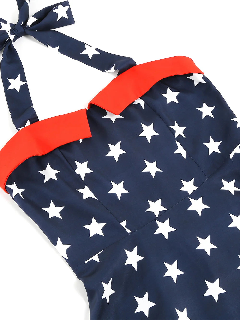 2025 Women Star Print Summer Dress Sexy Retro Blue Red Halter Vintage Dress Robe Femme Pin Up 50S 60s Rockabilly Party Dresses