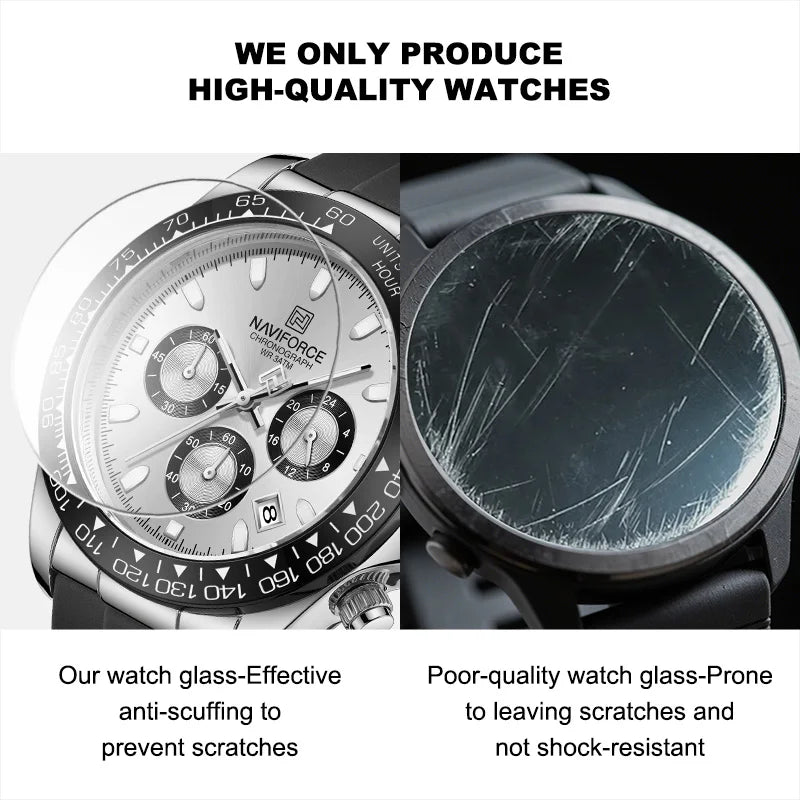 NAVIFORCE Fashional Watches For Men Silicone Band Casual Sport Chronograph Luminous Wristwatch Relogio Masculino Male Gift 2025