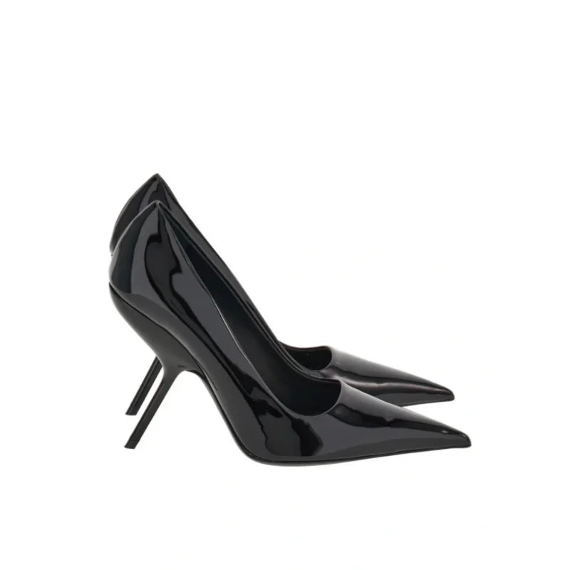 2026 New Style Women's High Heels Shoes Patent leather Pointed Toe Solid Color Night Club Party Shoes Femme Summer Half Slippers