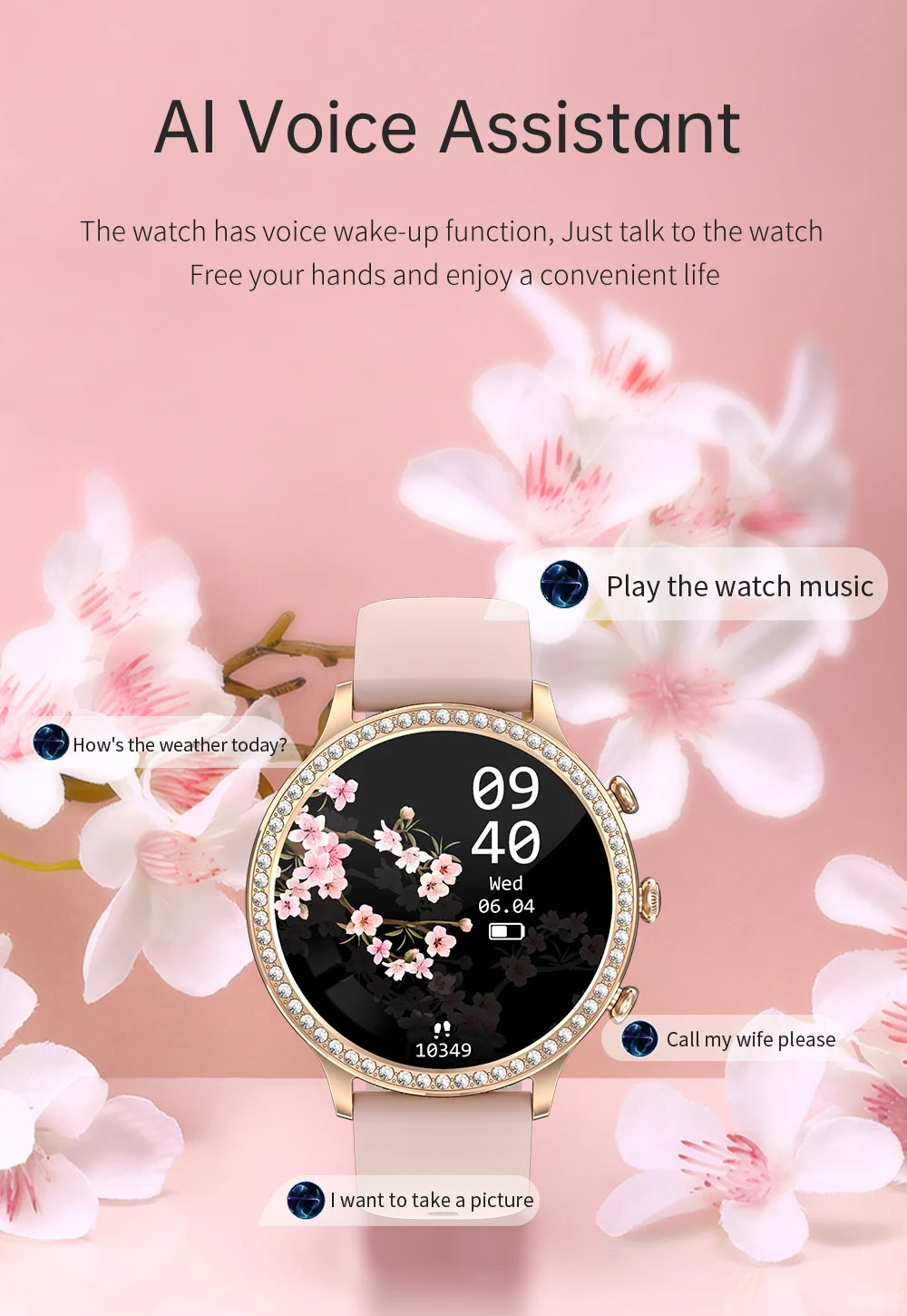 SmartWatch Women Bluetooth Call Smart Watches HD Large Screen Watches Multi-sport Mode Heart Rate Monitoring Strong Battery Life
