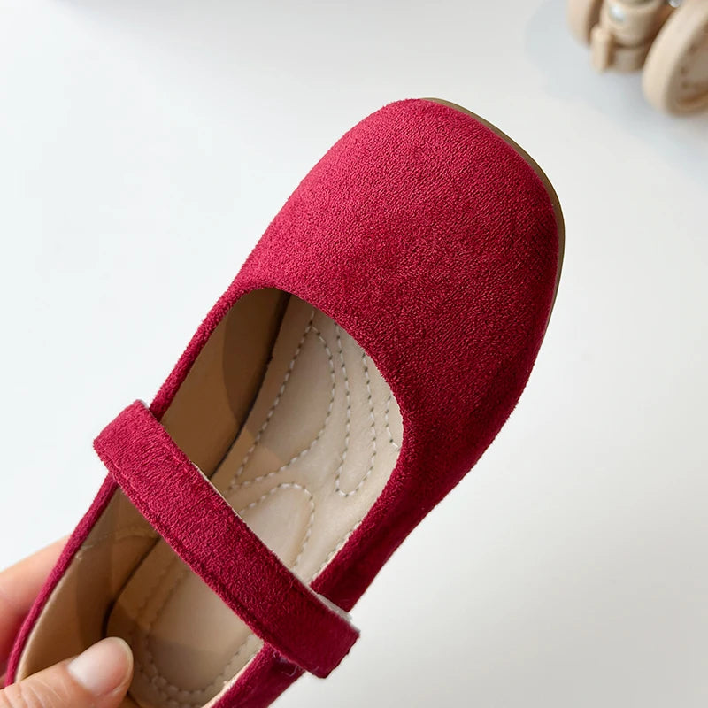 Spring Girl's Casual Shoes Round Toe Hook-loop Shallow Chic Kid's Flat Shoe Solid Colors Anti-slip Daily All-match Children Shoe
