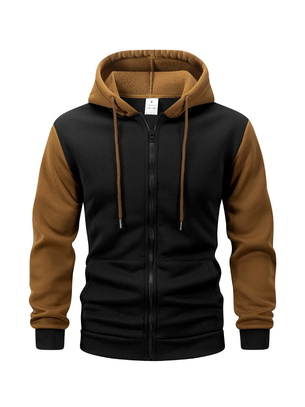 Autumn Winter Men's Color Blocking Hoodies Zipper Closure Long Sleeve Jacket Male Loose Casual Sports Multi Pockets Sweatshirt