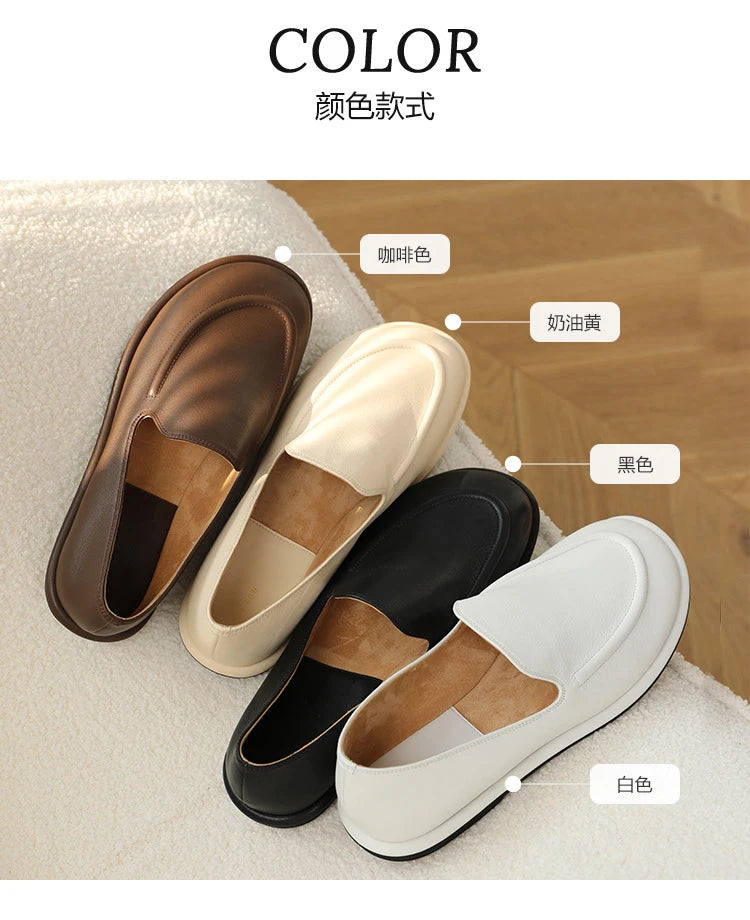 round toe soft leather flats shoes woman slip on loafers solid color sewing moccasins women muls shoes scarpe da donna 2025