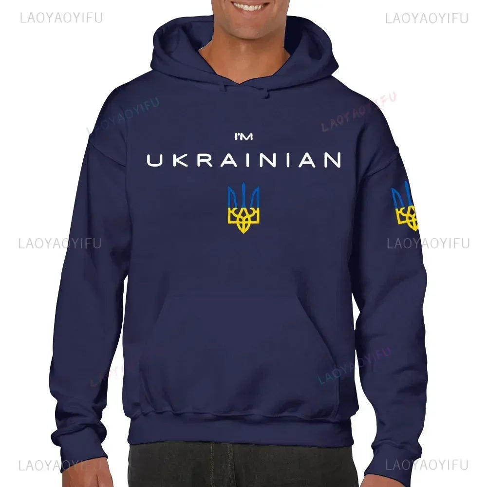 Printed Long-sleeved Hoodie Ukrainian Trident Ukraine Slava Ukraini for Men Women Sweatshirt Harajuku Streetwear Autumn Pullover